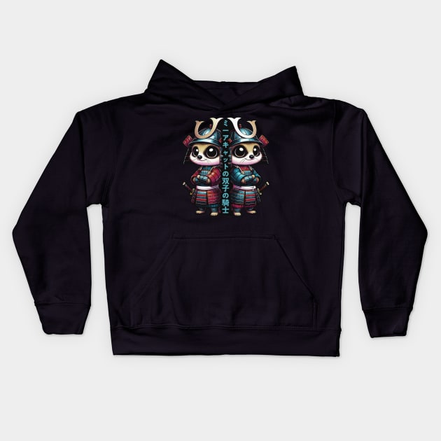 Kawaii Samurai Cute Animal Meerkat with Katana Warrior Kids Hoodie by EmuftyDesign